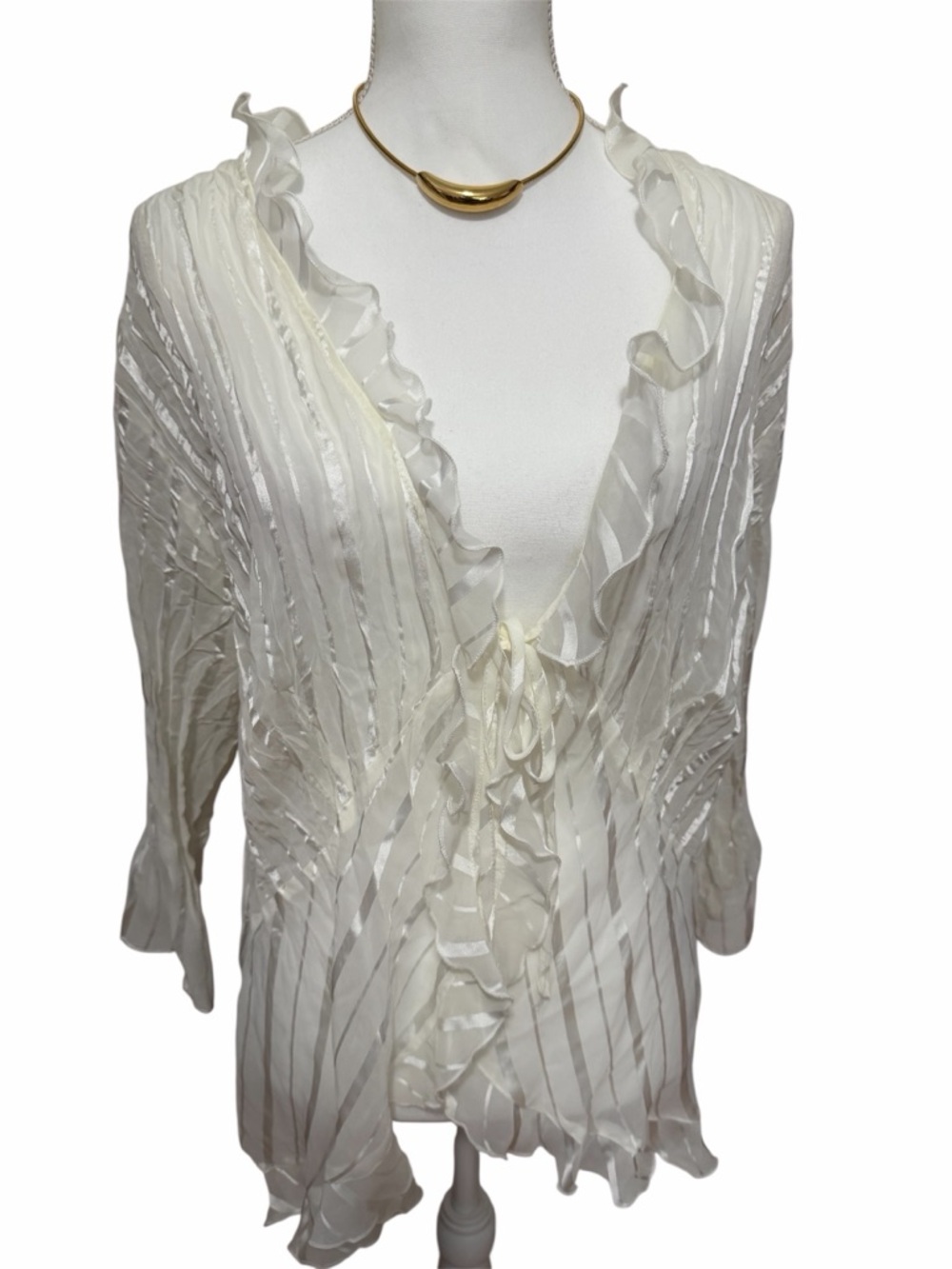 Studio 1940 Ivory Sheer Ruffle Blouse